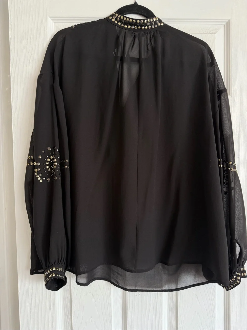 Zara Black Blouse with Metallic Stud Embellishments